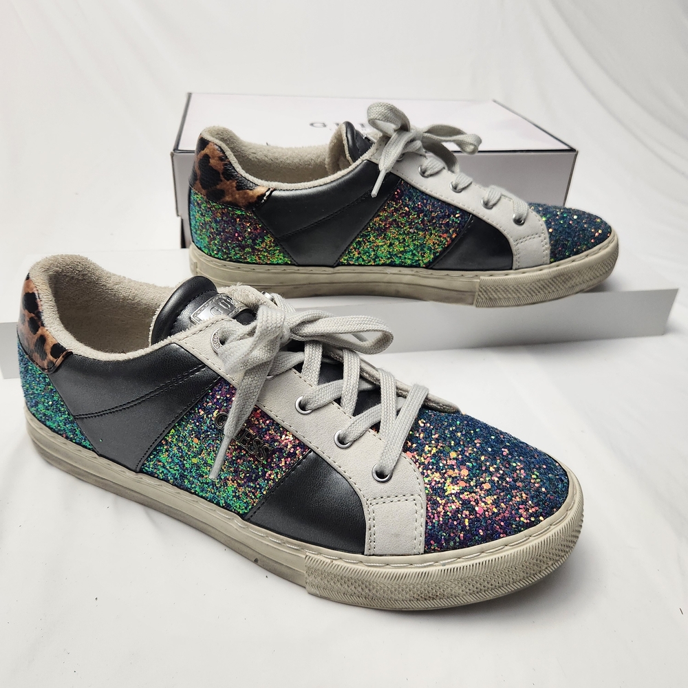 Guess Loven3 Mermaid Sparkle Iridescent Glitter Lace-Up Sneakers‎ Size 11 Grunge